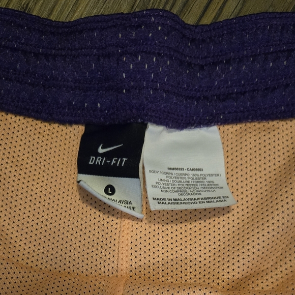 Nike, Women's size Large, Shorts, Athletic, Mesh, Purple, Yellow, Perfect Shape - Picture 6 of 8